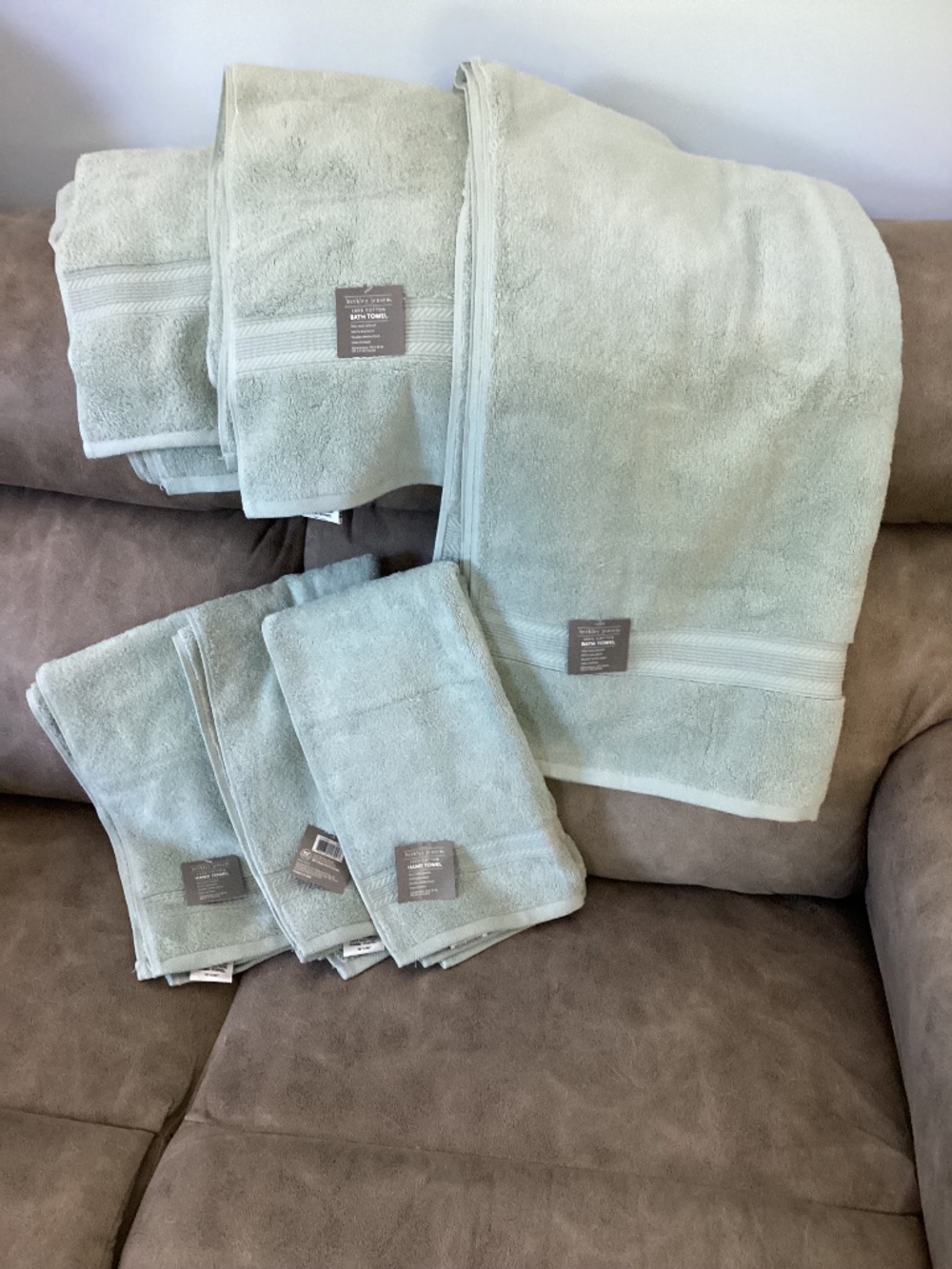 Berkley Jensen New Bath Towel set Light Sea foam green set 6